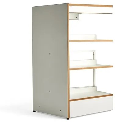 Knižnica STORY, prídavná sekcia, obojstranná, 1280x723x585 mm, 3 police, biela