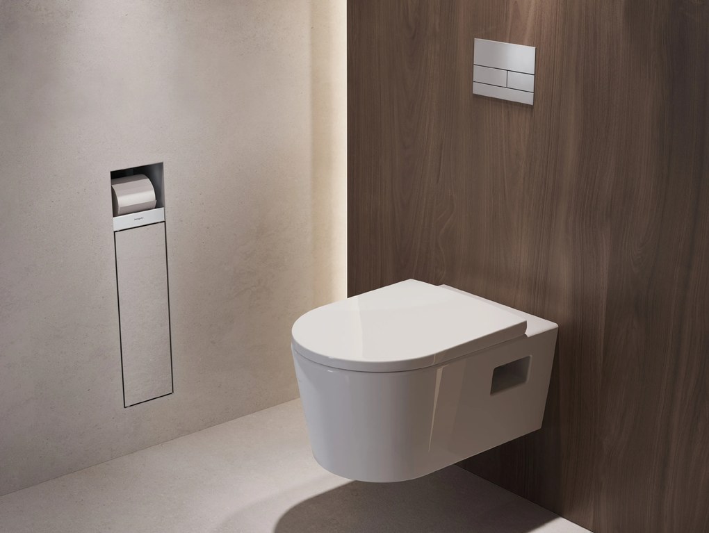 Hansgrohe XtraStoris Rock, wc kefa na zabudovanie s držiakom na toaletný papier, biela matná, HAN-56062700