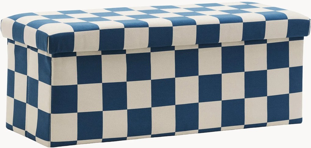 Detská úložná taburetka Check Teal
