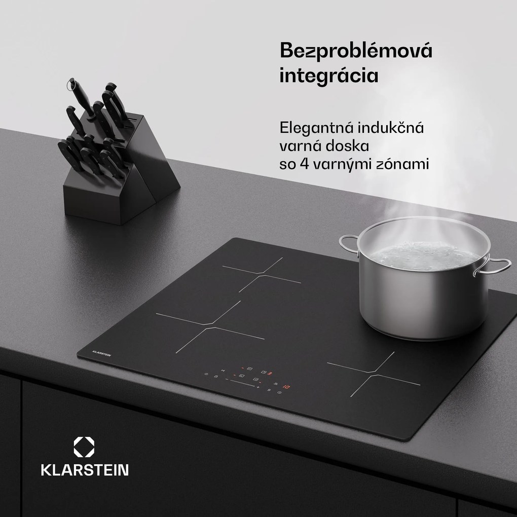 Klarstein PowerGlide indukčná varná doska | povrch odolný proti poškriabaniu | 4 varné zóny | 7400 W | 60 cm