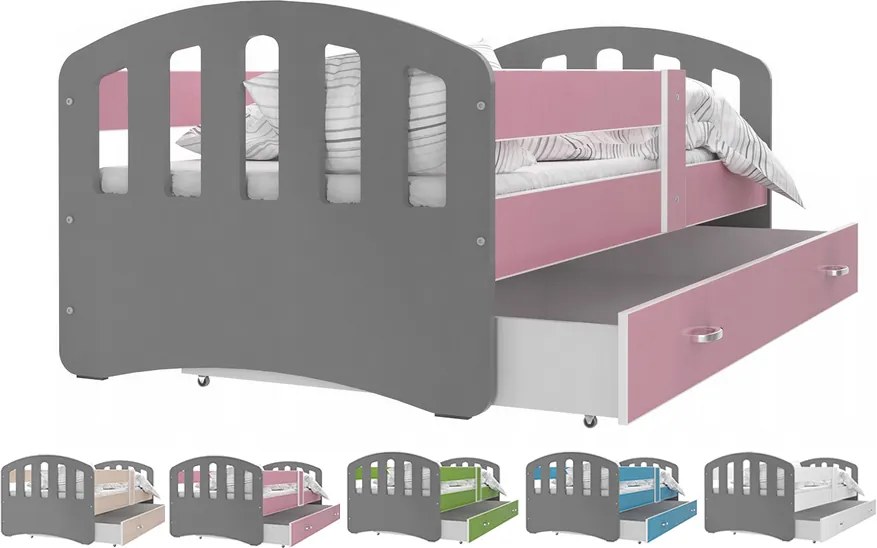 GL Hana Color sivá detská posteľ 140x80 - viac farieb Farba: Biela