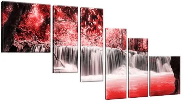 Obraz na plátne Vodopád v červenej džungli 220x100cm 2552A_6D