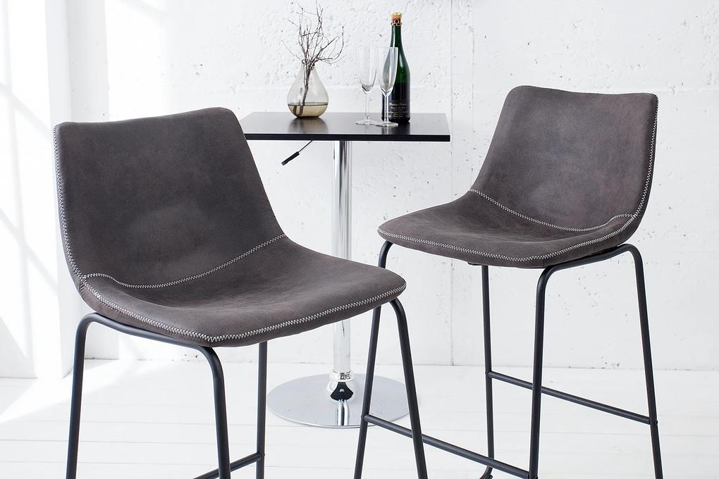 Bighome - Barová stolička RANGO - vintage sivá