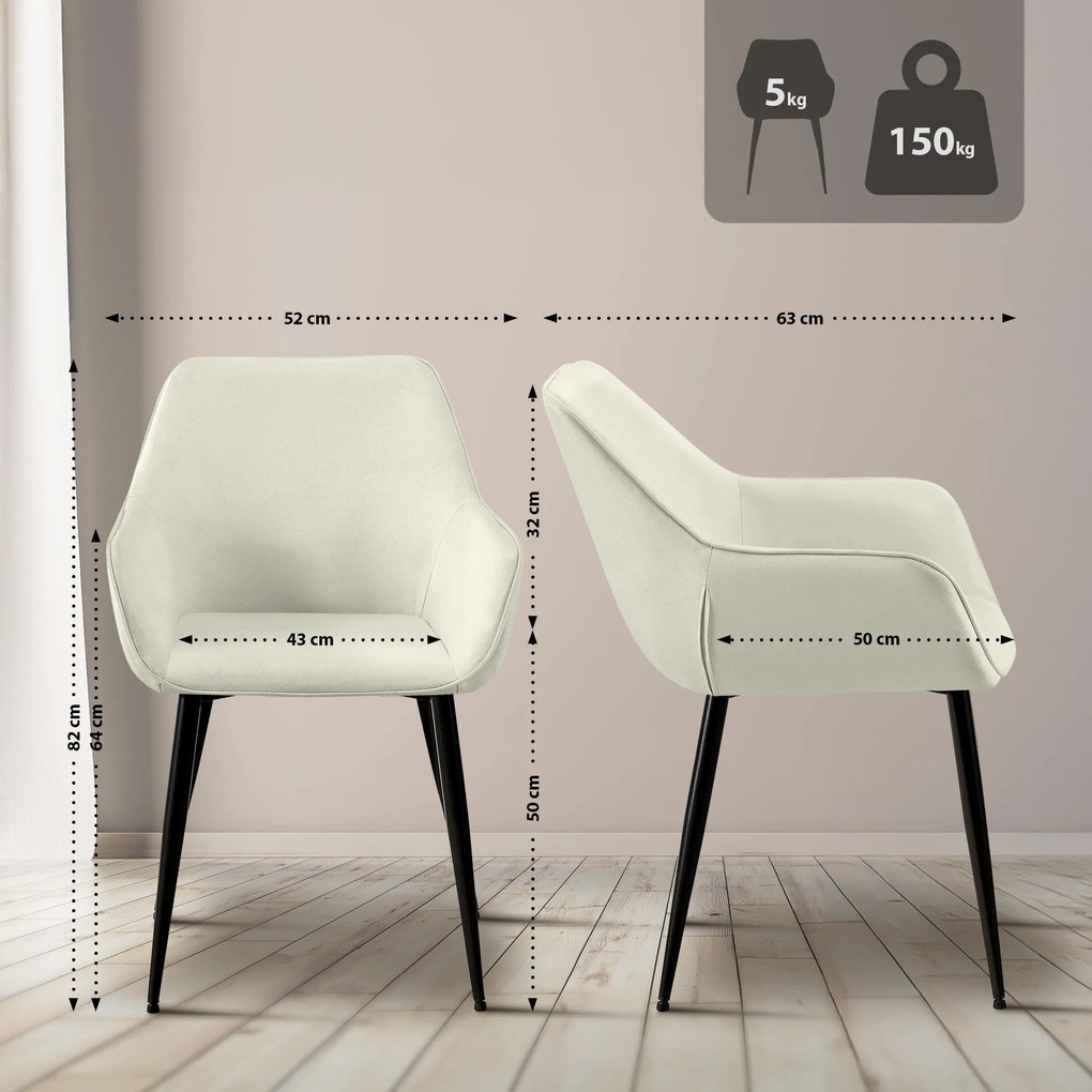 Sada 2 ks jedálenskej stoličky Luena látka - krémová