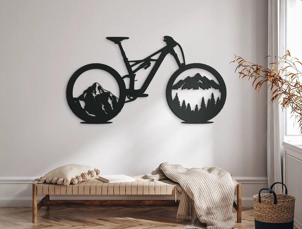 drevko Drevená nálepka Horský bicykel Rozmer obrazu: 24,5 x 44,5 cm, Farba dekorácie: Čierna