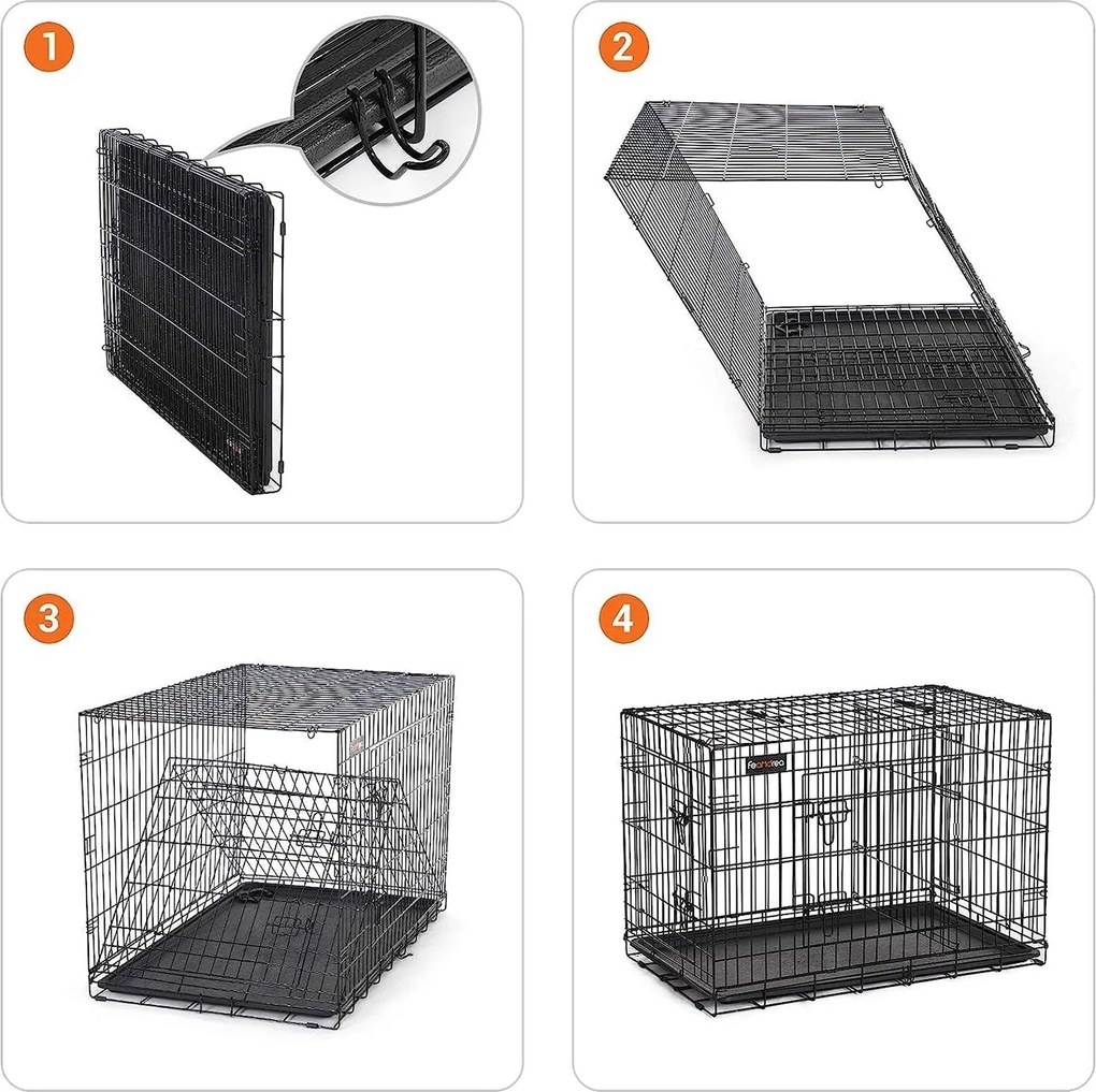 Skladacia prepravka pre psa Feandrea XXL, 2 dvierka, čierna