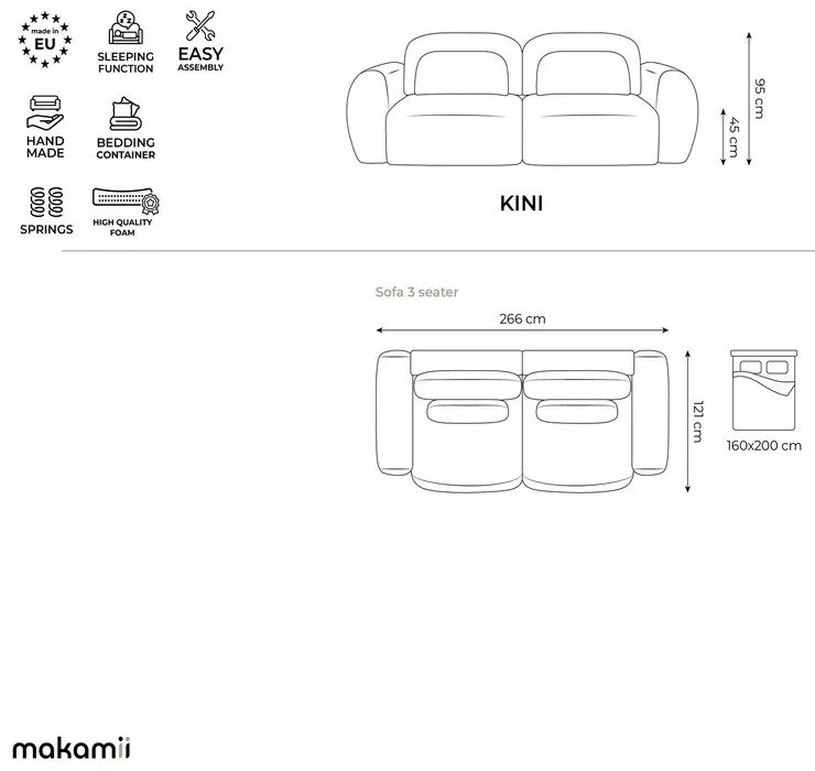 Terakotová menčestrová rozkladacia/s úložným priestorom pohovka 266 cm Kini – Makamii