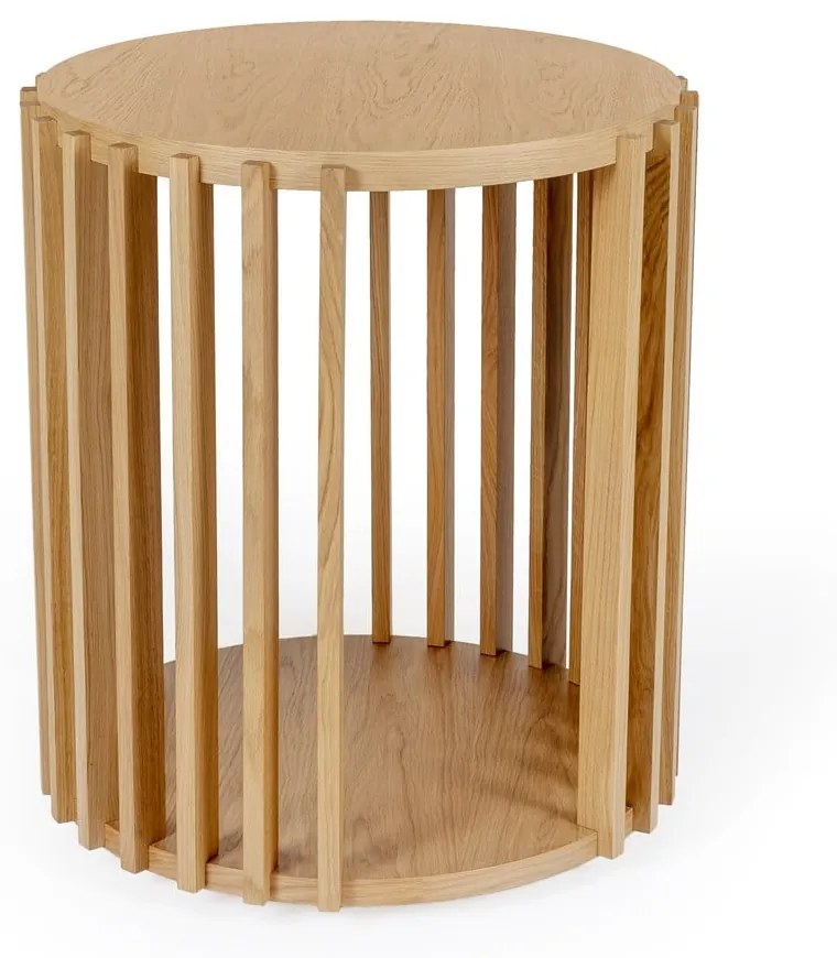 Odkladací stolík z dubového dreva Woodman Drum, ø 53 cm