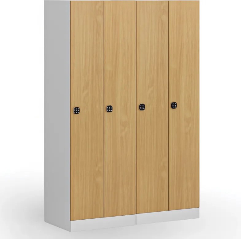 Kovová šatníková skrinka S1, 2-dverová, 1850 x 600 x 500 mm, demont, kódový zámok, laminované dvere, dub prírodný
