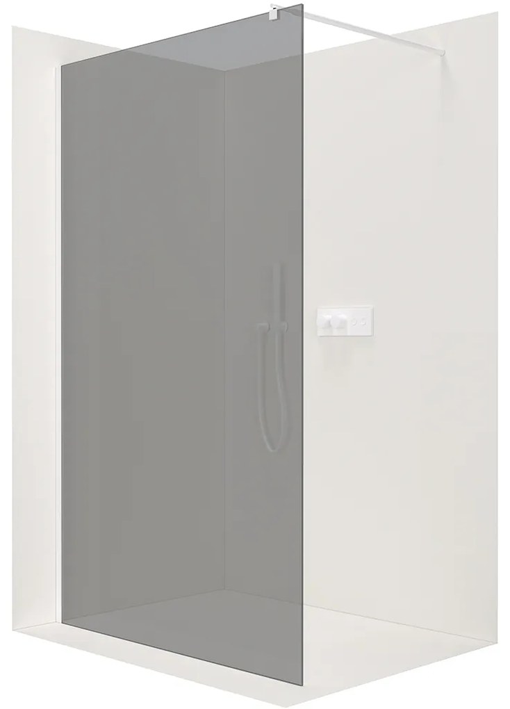 CERANO - Sprchová zástena Walk-in Onyx Ľ/P - guľatá vzpera - biela matná, grafitové sklo - 160x200 cm, CER-CER-8050BD190