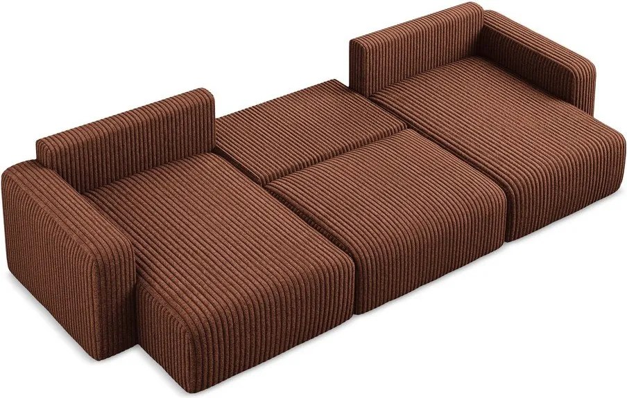 Menčestrová rozkladacia/s úložným priestorom rohová pohovka v terakotovej farbe (do tvaru "U") Kona – Makamii