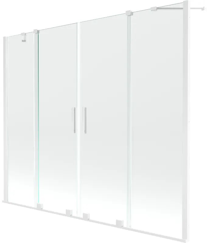 Mexen Velar Duo, 2-krídlová posuvná vaňová zástena 200 x 150 cm, 8mm číre sklo, biely profil, 896-200-000-02-20