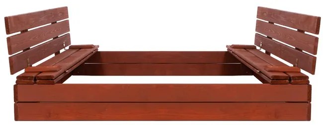 SPRINGOS Uzavreté pieskovisko s lavičkami 140x140 cm impregnované drevo,s netkanou textíliou a plachtou, gaštanovo hnedá SBP140SET05