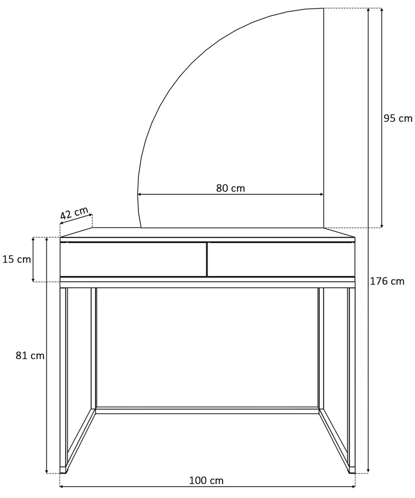 Kozmetický stolík ALICE s LED zrkadlom čierny lesk + chrómová podstava