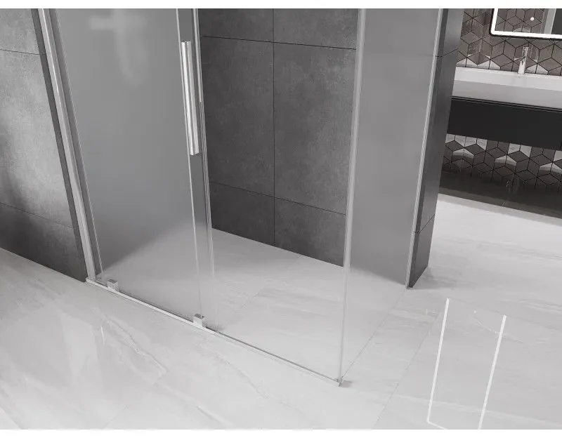 Mexen Velar, sprchový kút s posuvnými dverami 140 x 85 cm, 8mm sklo námraza, chrómová, 871-140-085-31-01