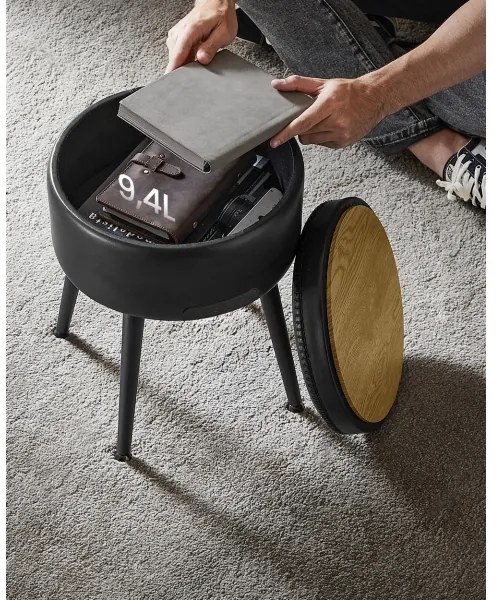 Kožený taburet CORE čierny