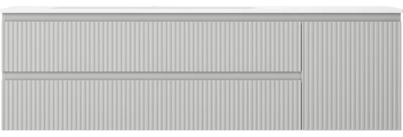 Mexen Rivel, kúpeľňová skrinka 160 cm s umývadlom Vela vľavo, 2S, 1D, drážkovaná, sivá matná/biela matná - 91A23-16047-3-BBFFF62-W23L01