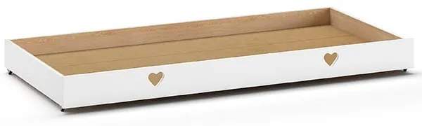 Biela domčeková detská posteľ z borovicového dreva s výsuvným lôžkom a úložným priestorom 90x200 cm AMORI – Vipack