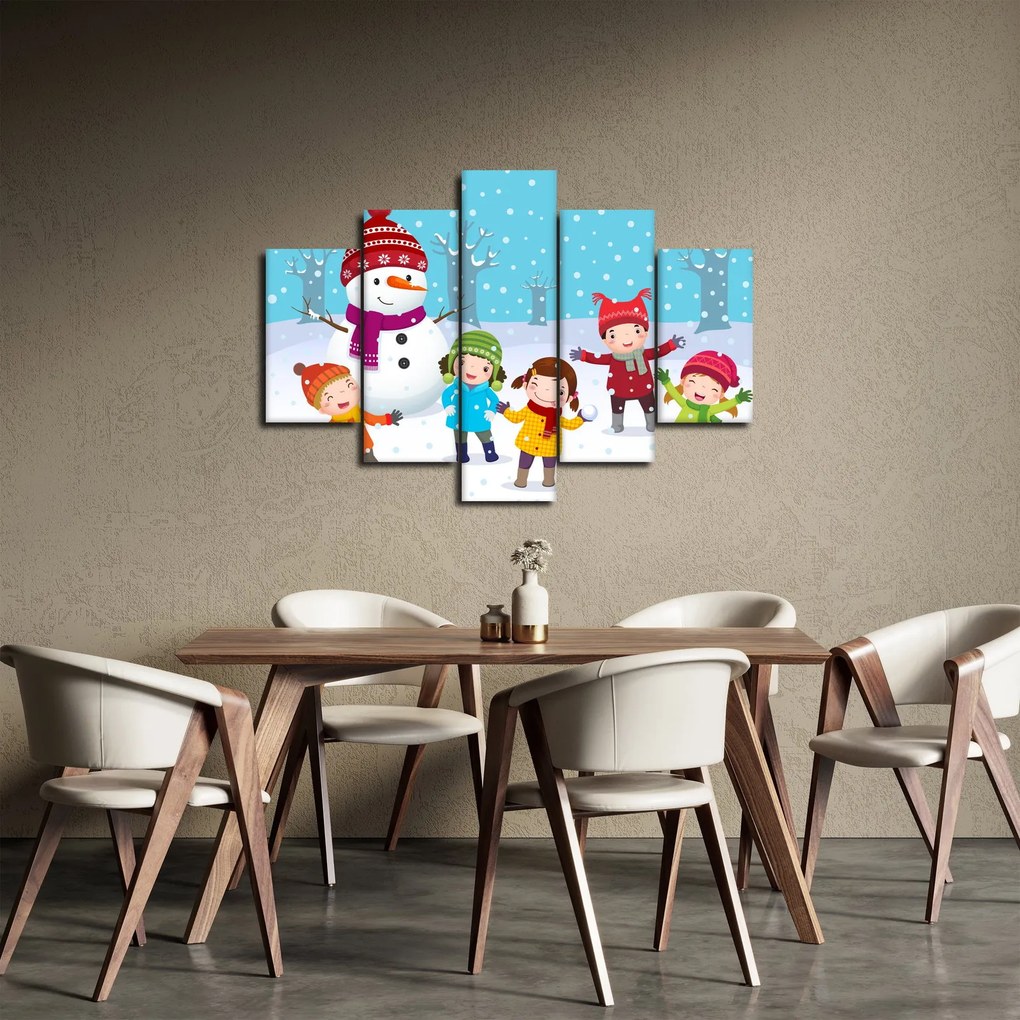 Obraz - Zimné detské radovánky (150x105 cm)