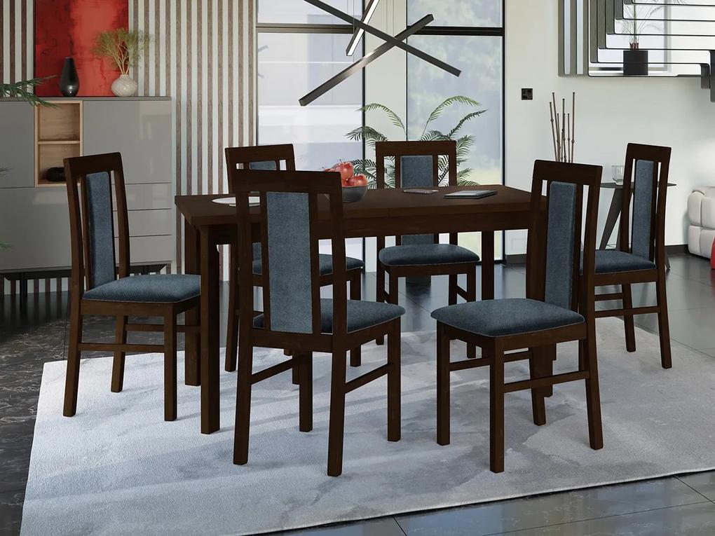 Rozkladací stôl so 6 stoličkami - AL34, Morenie: orech, Poťahové látky: Zetta 300