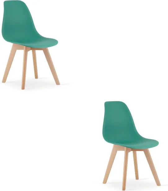 Set dvoch jedálenských stoličiek KITO zelené / naturálne nohy (2 ks)