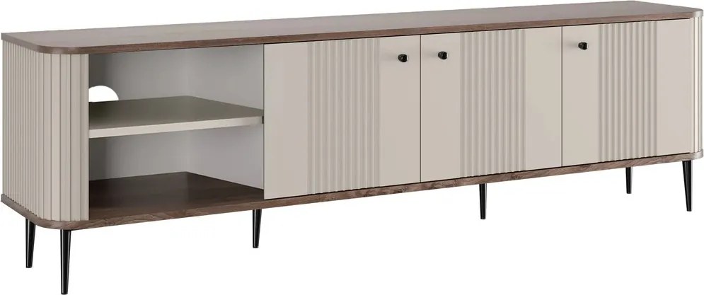 TV stolík Vespera 3D 187 cm - kašmírová / orech / čierne nožičky