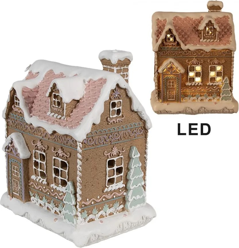 Hnedá svietiaca perníková chalúpka Gingerbread House - 13 * 10 * 16 cm / 3 * AAA