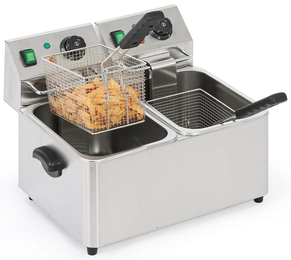 Profesionálna elektrická fritéza 2× 4 l, 2× 2000 W