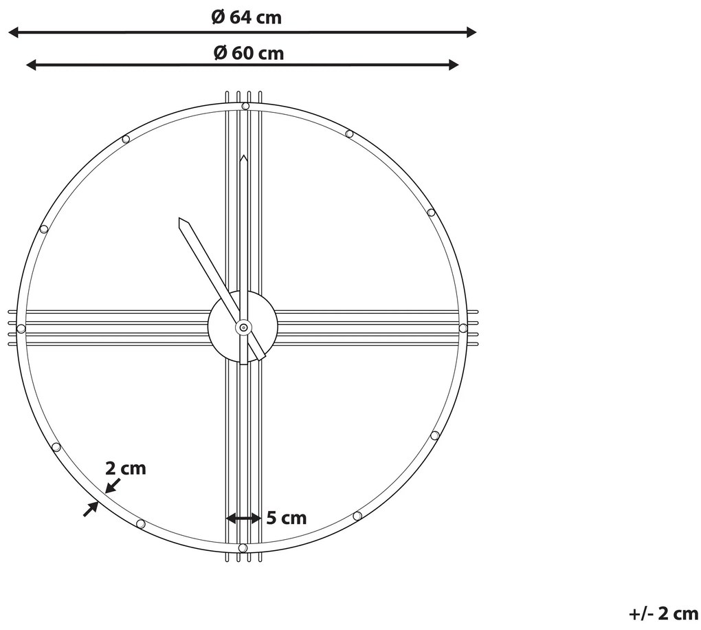 Nástenné hodiny 64 cm zlaté ASCONA Beliani