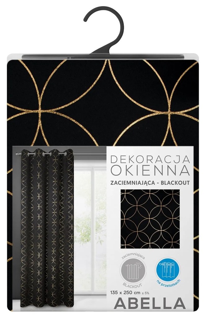 ZATEMŇOVACÍ ZÁVES NA KRÚŽKOCH ABELLA 135X250 CM ČIERNA
