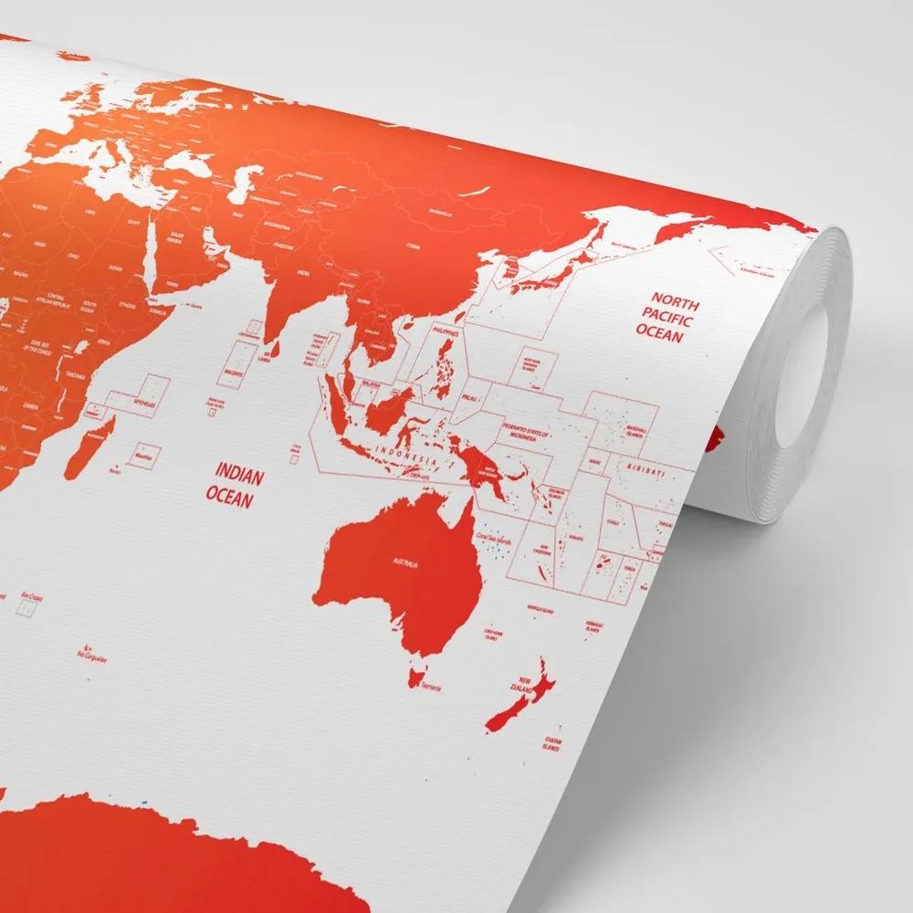 Tapeta mapa sveta s jednotlivými štátmi v červenej farbe - 375x250