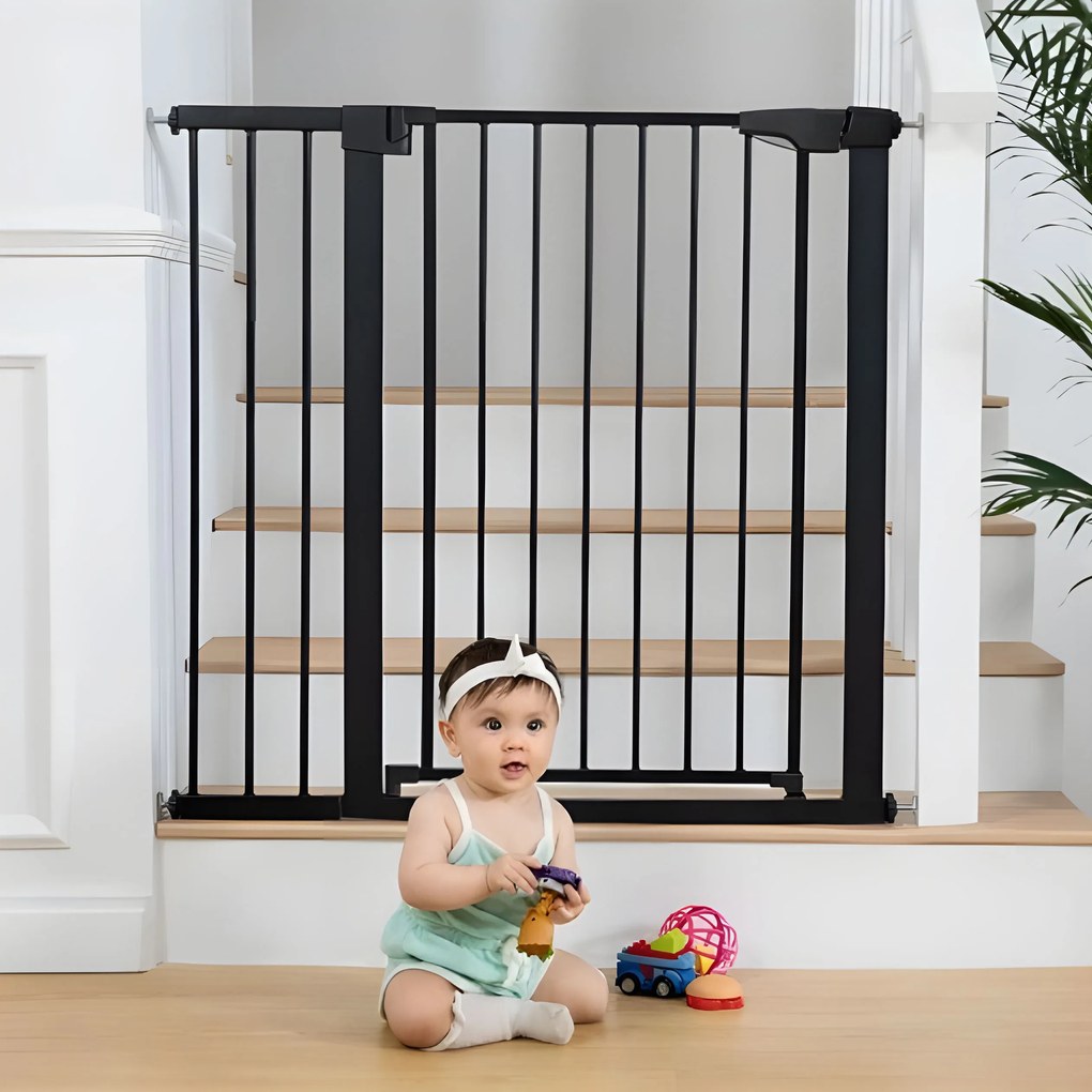 Bezpečnostná zábrana 74-105 cm na schody, čierna ECOTOYS