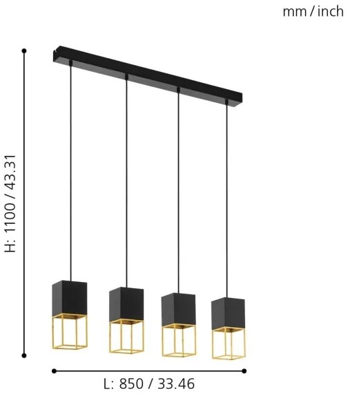 Eglo 97734 - LED Luster na lanku MONTEBALDO 4xGU10/5W/230V