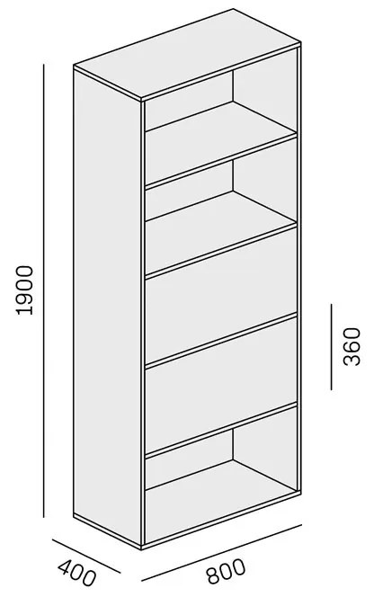 PLAN Vysoký kancelársky policový regál LAYERS, 2 boxy, 800 x 400 x 1905, dub prírodný / dub morený