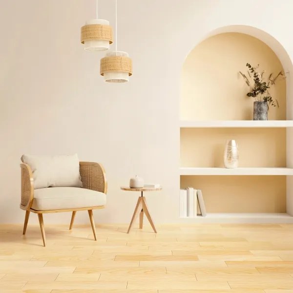 Závesný luster BOHO na lanku 2xE27/60W/230V juta/krémová