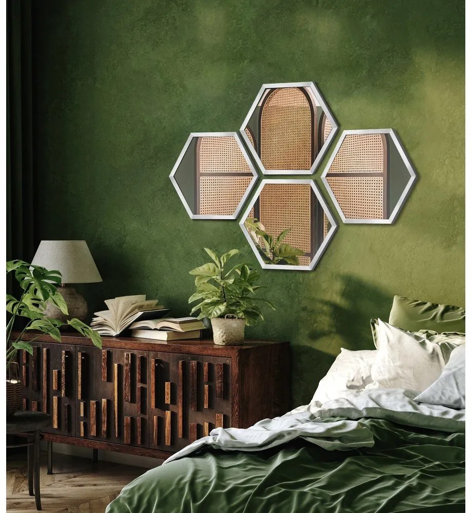 Nástenné zrkadlá v súprave 4 ks 35x40 cm Heksagon