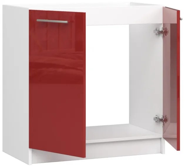 Spodná kuchynská skrinka pod drez OLIWIA S80 biela / červená, lesk