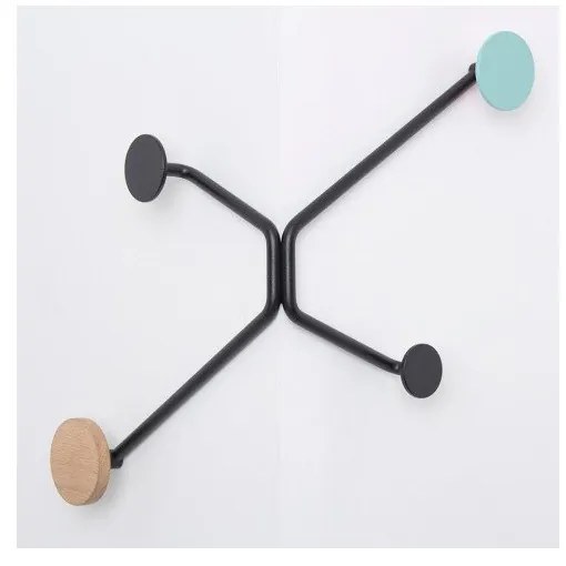 Čierny nástenný vešiak na vonkajší roh s mentolovozeleným detailom Gazzda Hook