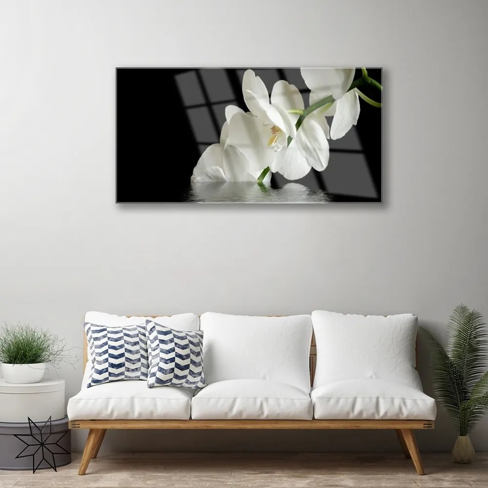 Skleneny obraz Orchidea vo vode kvety 140x70 cm