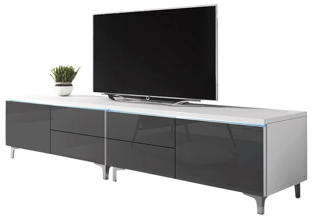 TV stolík Cleo XI-W Double, Farby: biela / čierny lesk