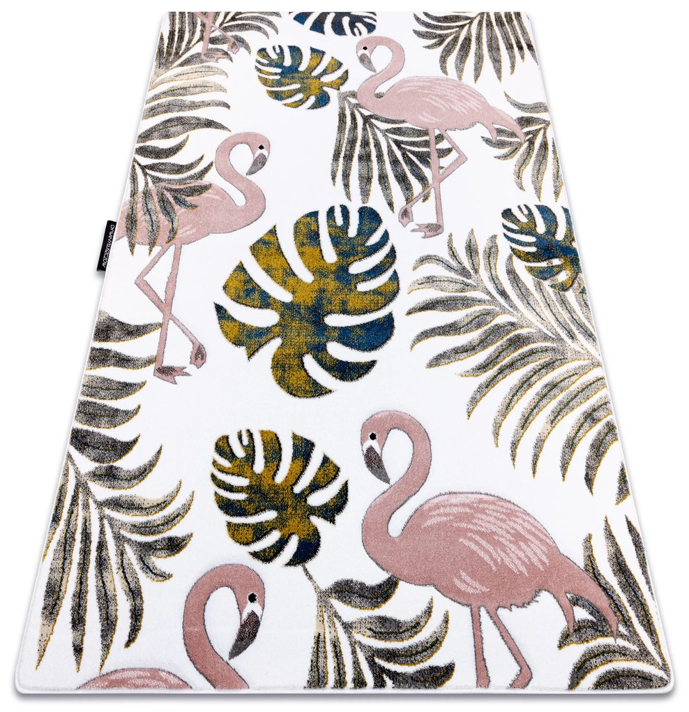 Koberec ZAHRADA,  PLAMENIAKY , LISTY MONSTERY,  krémový