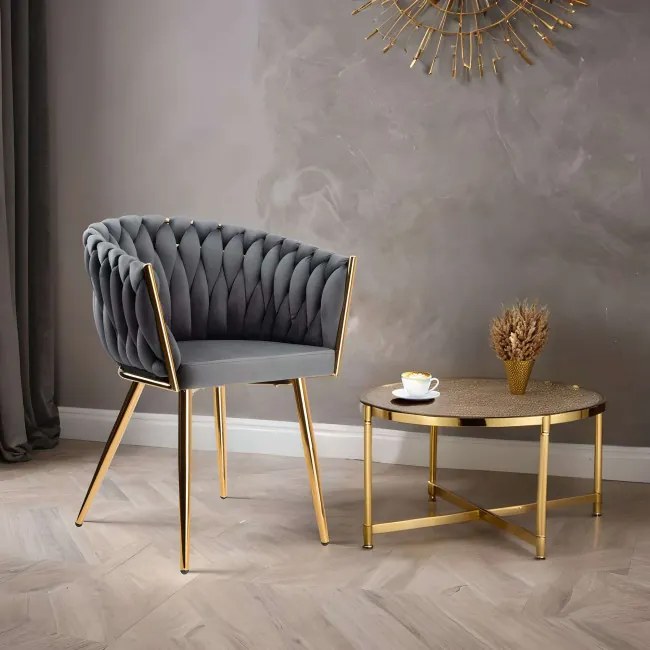 Jedálenská stolička COFTON zamatová, zlatá / grafitová