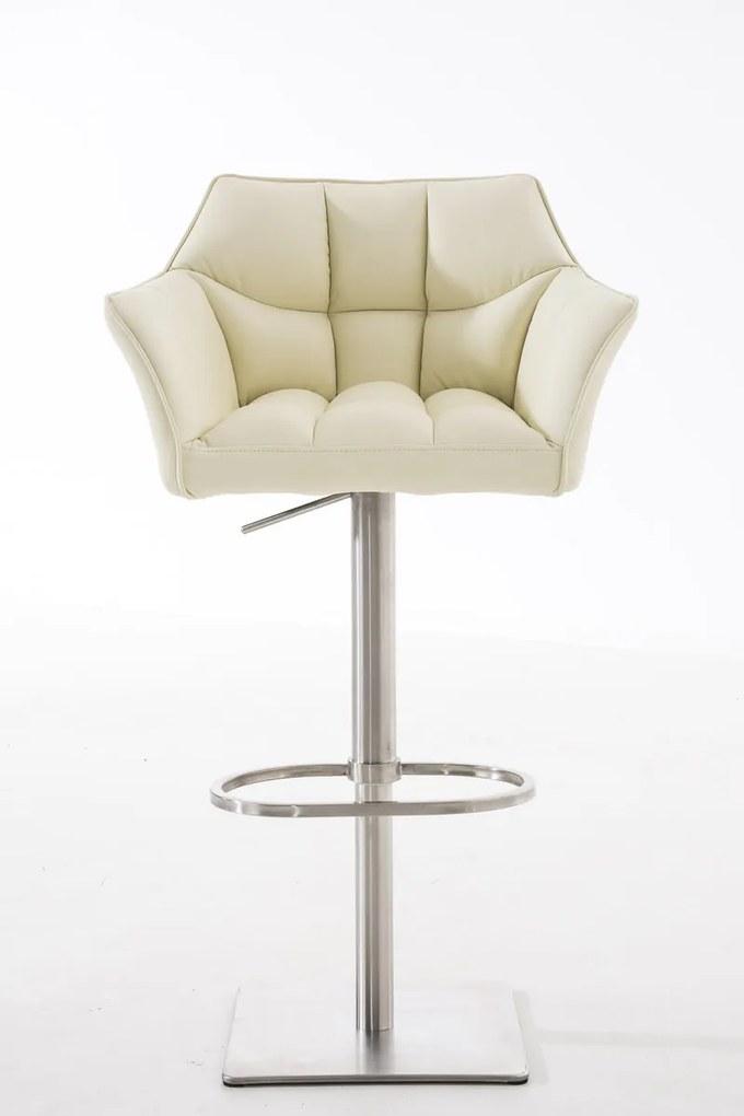 Barová stolička Damas E1 - koženka, nerezový rám - Krémová