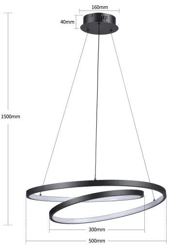 Brilagi-LED Stmievateľný závesný luster na lanku TWISTER LED/48W/230V pr. 50 cm čierna +DO
