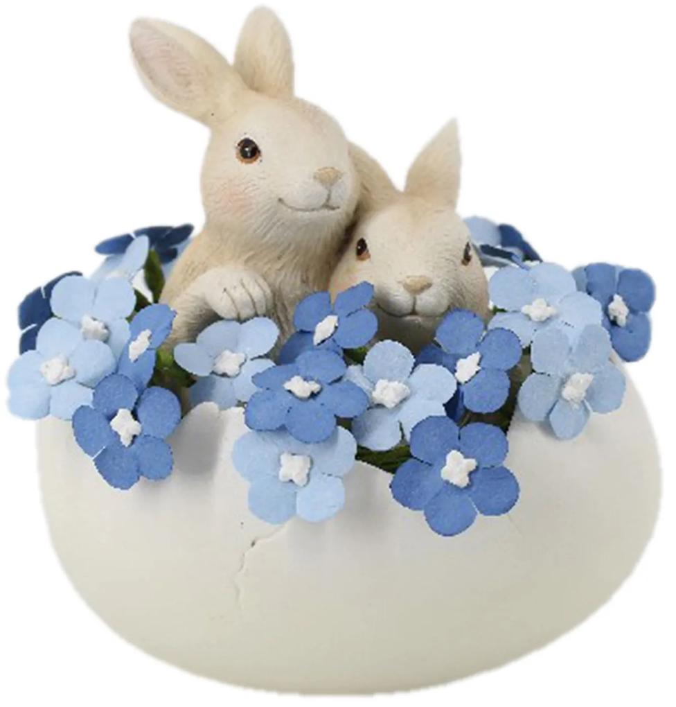 Dekorácie králičkov v škrupine s kvetmi - 14 * 10 * 14 cm