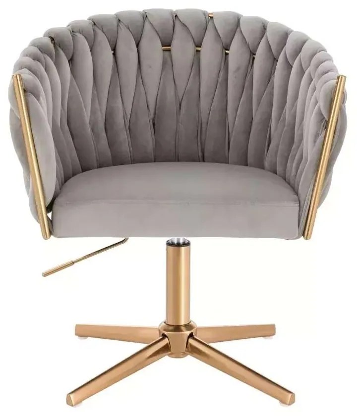 LuxuryForm DESIGN Kreslo NORDEN VELUR na zlatom kríži - svetlo šedé