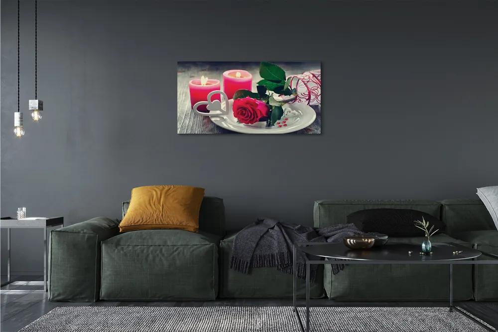Obraz canvas Rose srdce sviečka 140x70 cm