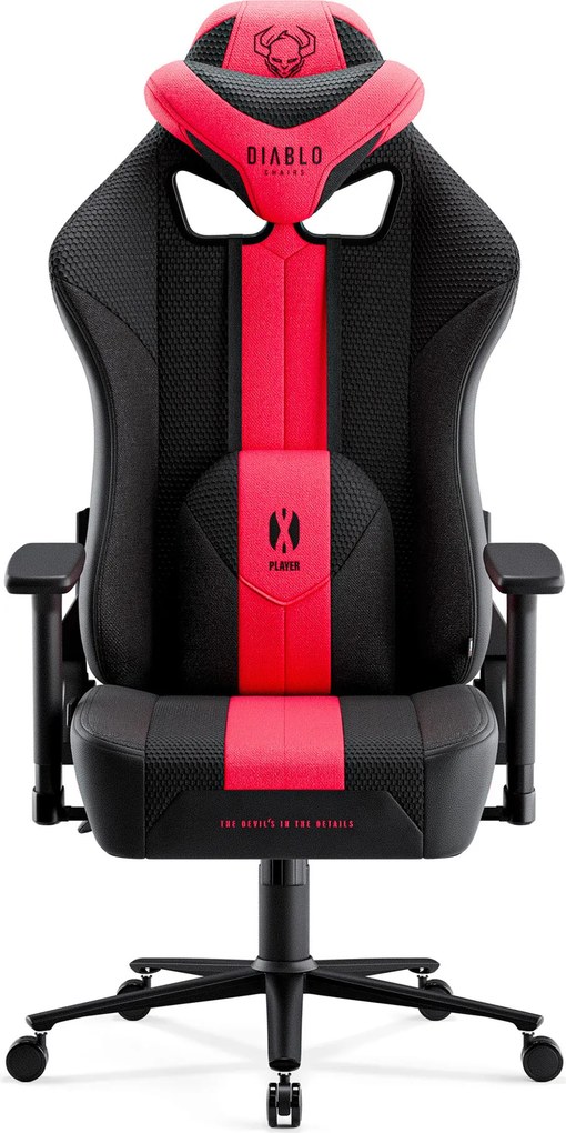 Herné kreslo s látkovým poťahom, veľkosť King Size, karmínový-antracitový: Diablo X-Player 2.0