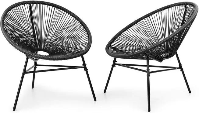 Blumfeldt Las Brisas Chairs, záhradné stoličky, sada 2 kusov, retro dizajn, 4 mm pletivo, čierne