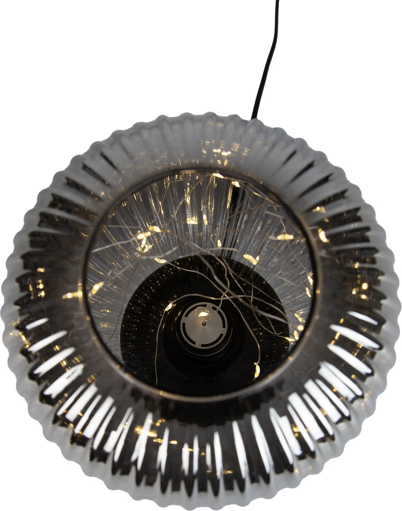 Stolná lampa Art Deco čierna s dymovým sklom vrátane svetelnej šnúry E27 - Karel